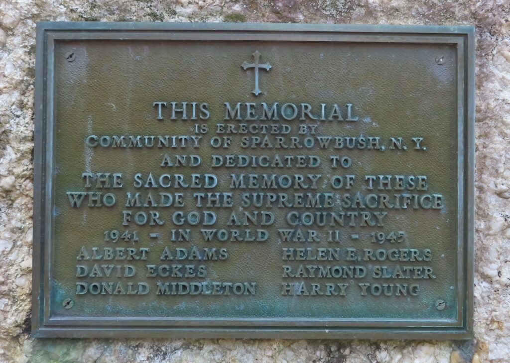 SPARROWBUSH, NY SUPREME SACRIFICE WORLD WAR II MEMORIAL PLAQUE
