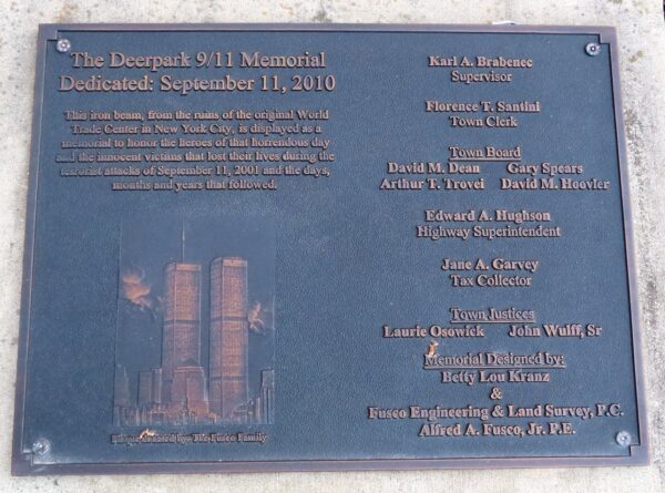 DEERPARK 9/11 MEMORIAL PLAQUE