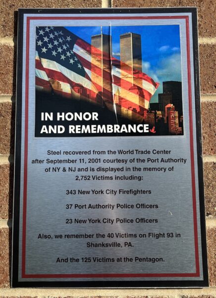 RIVERSIDE SEPTEMBER 11, 2001 MEMORIAL PLAQUE