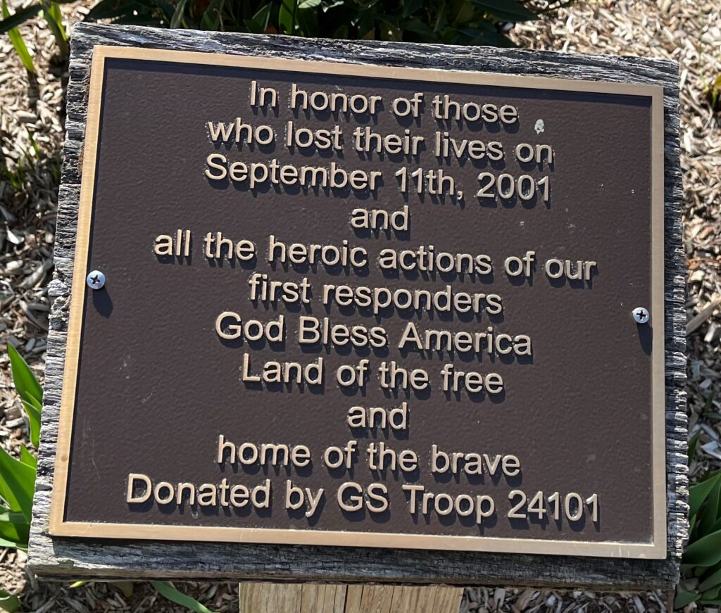 GIRL SCOUT TROOP 24101 SEPTEMBER 11TH, 2001 MEMORIAL PLAQUE