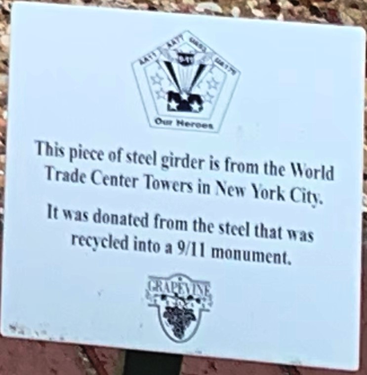 GRAPEVINE 9/11 MEMORIAL PLAQUE C