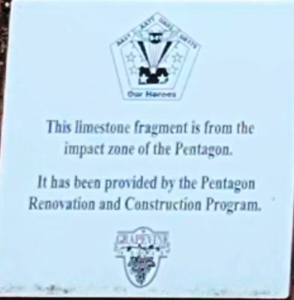 GRAPEVINE 9/11 MEMORIAL PLAQUE B