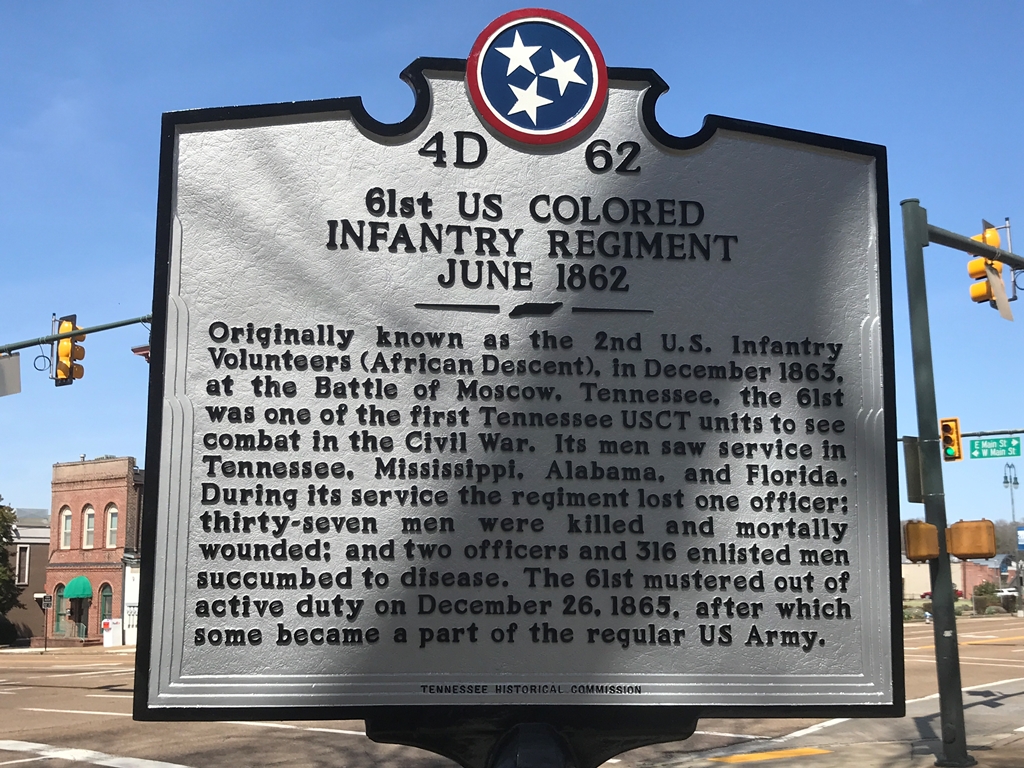 61ST US COLORED INFANTRY REGIMENT WAR MEMORIAL MARKER BACK