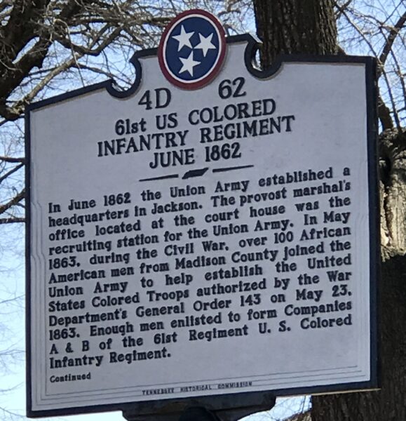 61ST US COLORED INFANTRY REGIMENT WAR MEMORIAL MARKER FRONT