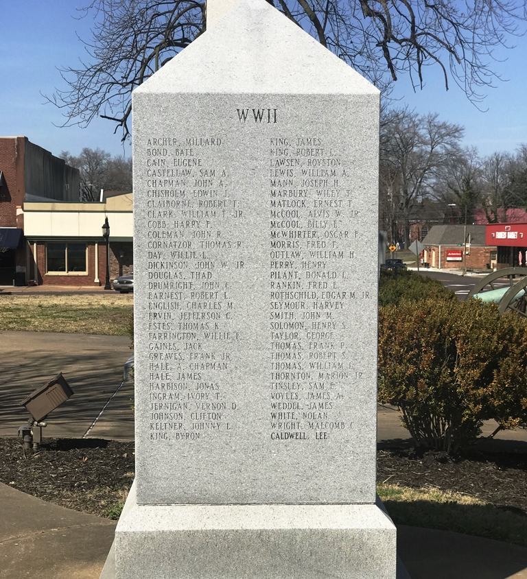 HAYWOOD COUNTY TN SUPREME SACRIFICE WAR MEMORIAL SIDE C