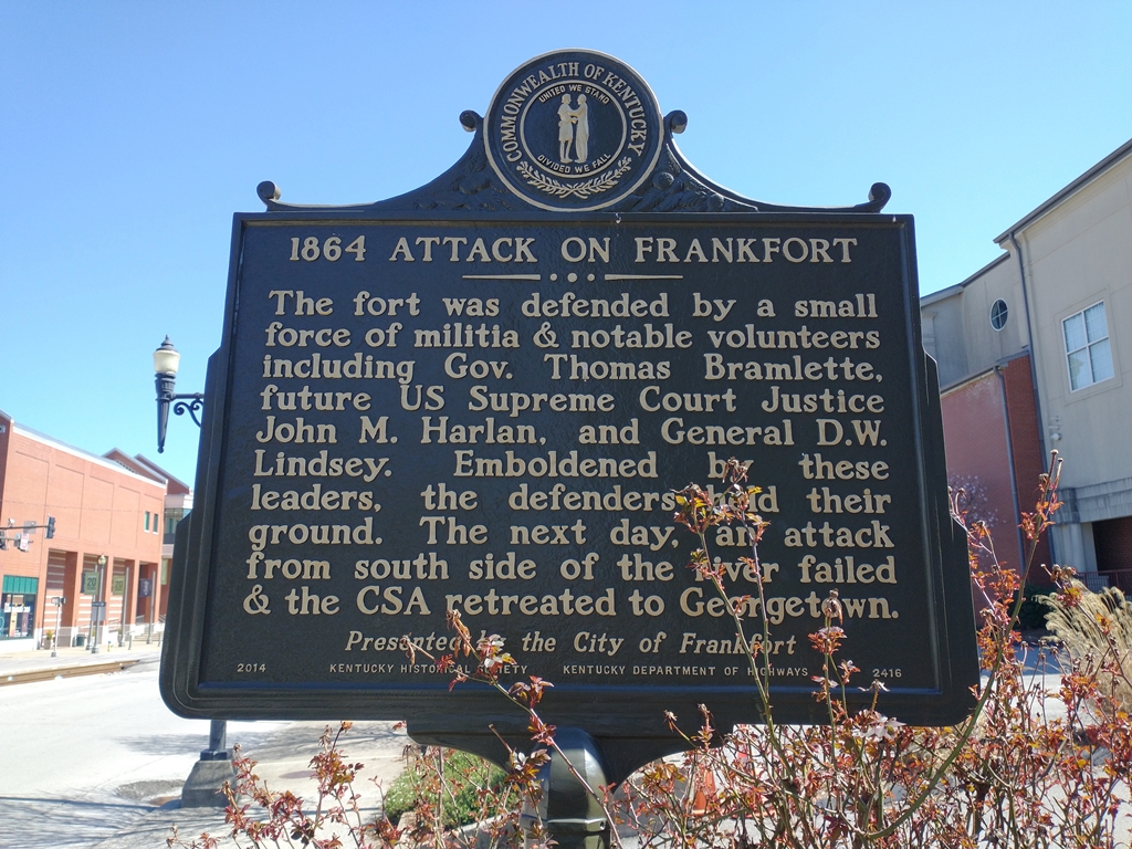 1864 ATTACK ON FRANKFORT WAR MEMORIAL MARKER BACK