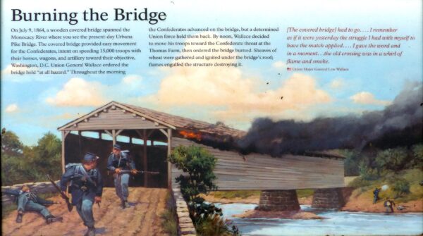 BURNING THE BRIDGE WAR MEMORIAL PANEL