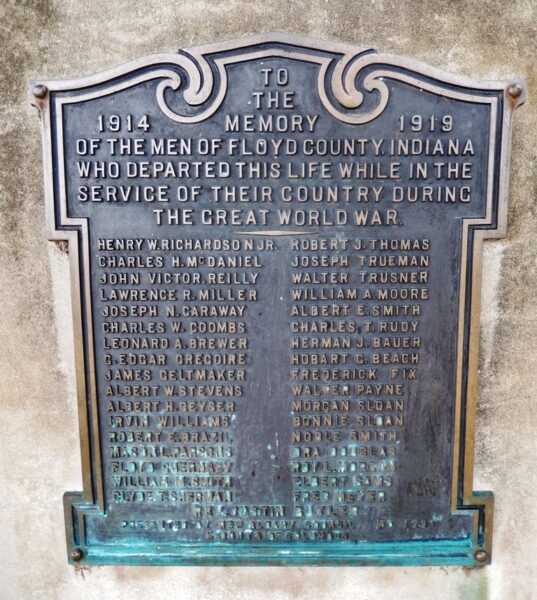 FLOYD COUNTY GREAT WORLD WAR MEMORIAL PLAQUE