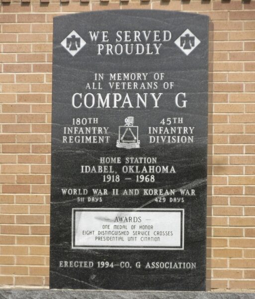 IN MEMORY OF ALL VETERANS OF COMPANY G MEMORIAL PLAQUE