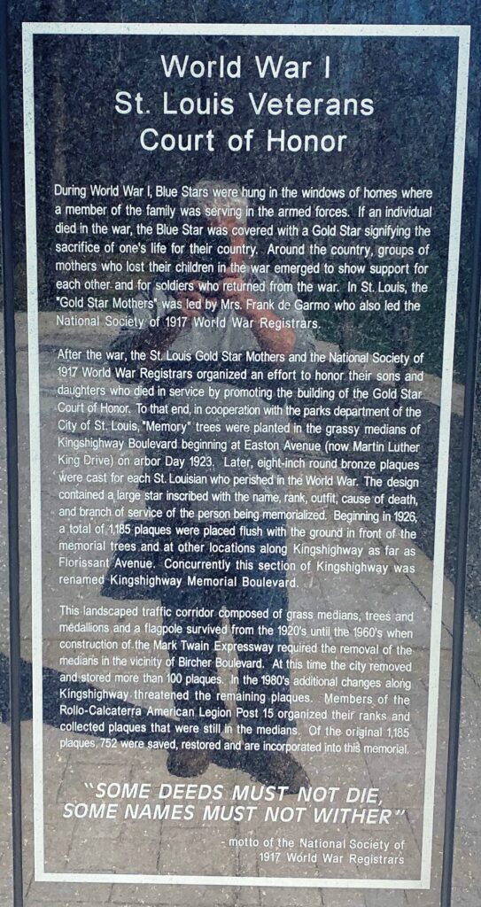 WORLD WAR I ST. LOUIS VETERANS COURT OF HONOR PLAQUE