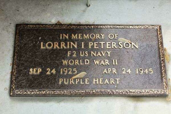 F2 LORRIN I PETERSON MEMORIAL TREE PLAQUE
