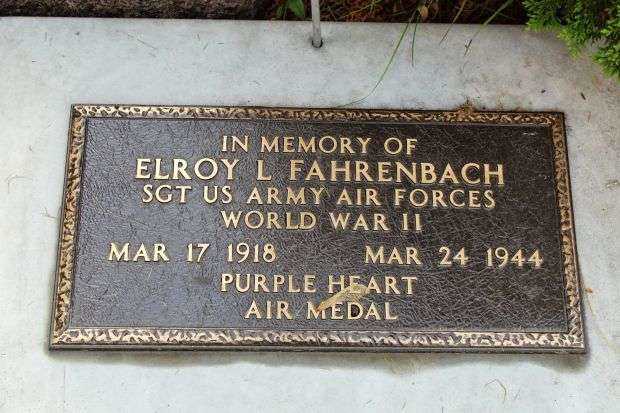 SGT. ELROY L. FAHRENBACH MEMORIAL TREE PLAQUE