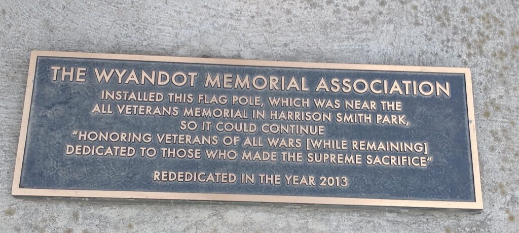 HARRISON SMITH PARK ALL VETERANS MEMORIAL FLAGPOLE PLAQUE
