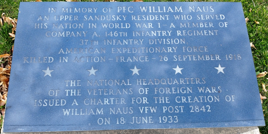 PFC WILLIAM NAUS WAR MEMORIAL STONE