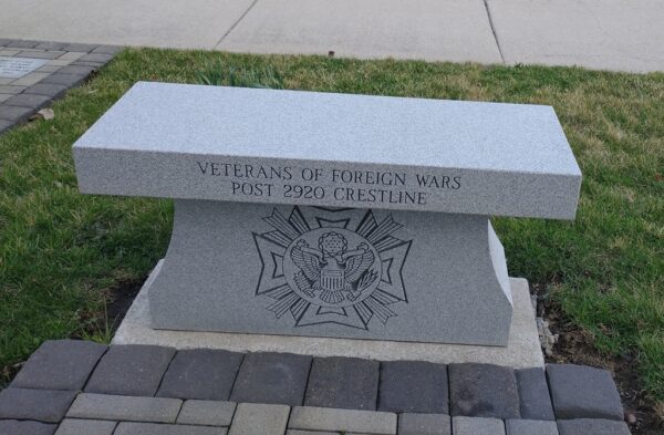 VETERANS OF FOREIGN WARS POST 2920 CRESTLINE MEMORIAL BENCH