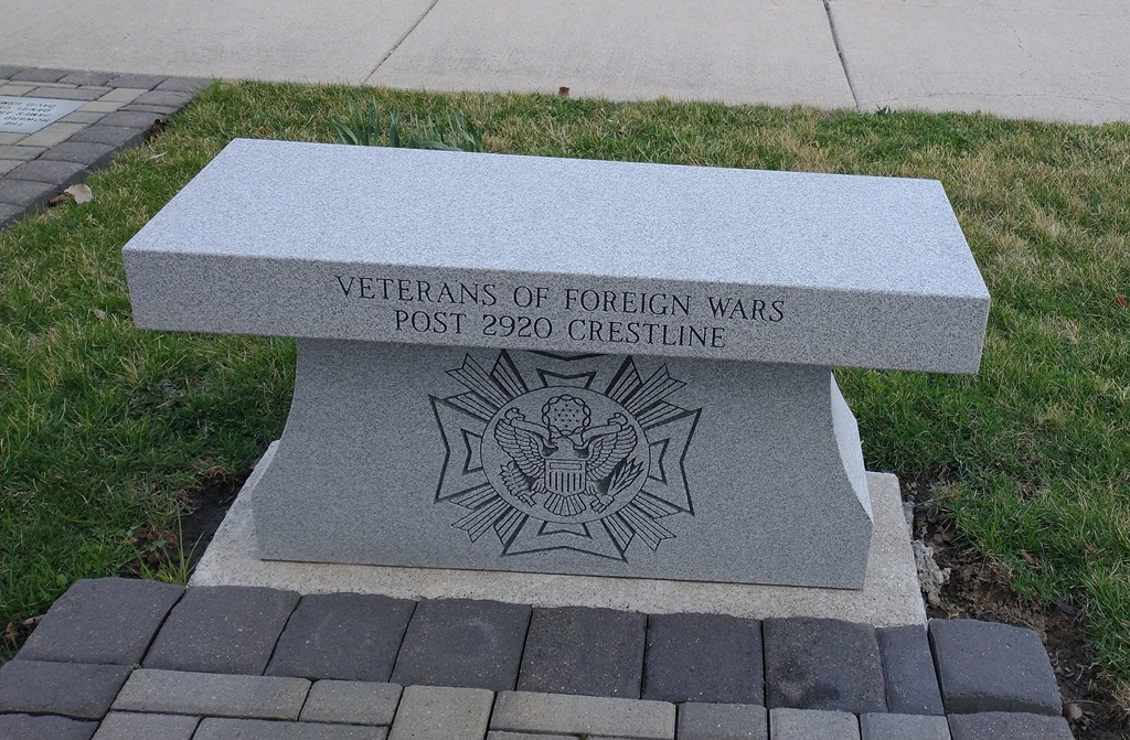 VETERANS OF FOREIGN WARS POST 2920 CRESTLINE MEMORIAL BENCH
