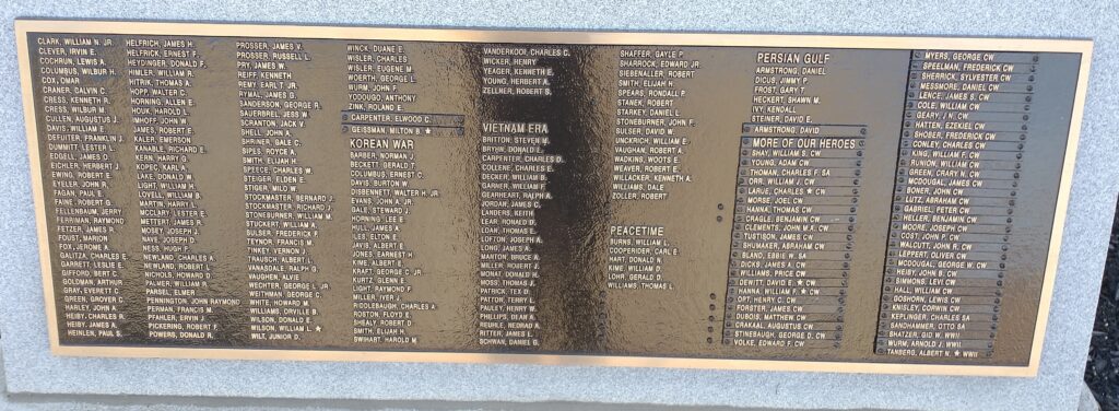 CRAWFORD COUNTY HONOR ROLL WAR MEMORIAL STONE B