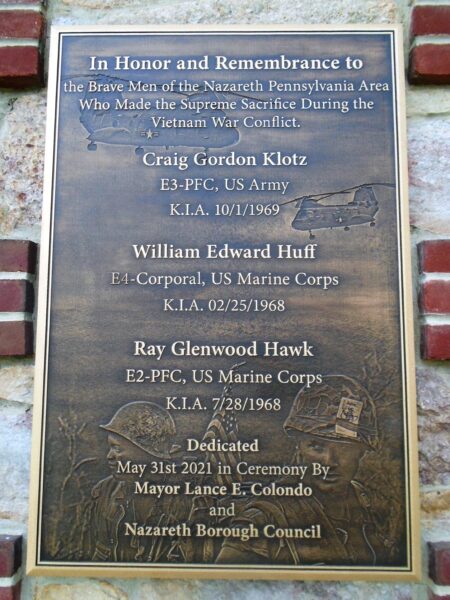 NAZARETH PENNSYLVANIA AREA SUPREME SACRIFICE VIETNAM WAR MEMORIAL