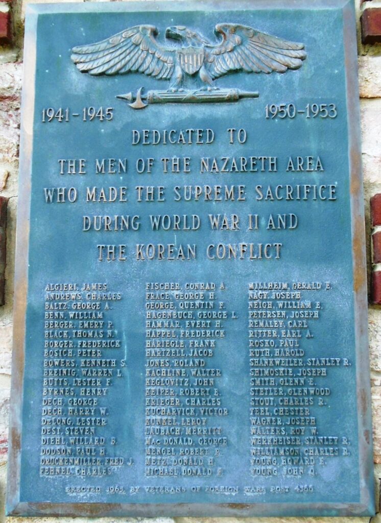NAZARETH AREA SUPREME SACRIFICE WORLD WAR II AND KOREAN CONFLICT MEMORIAL