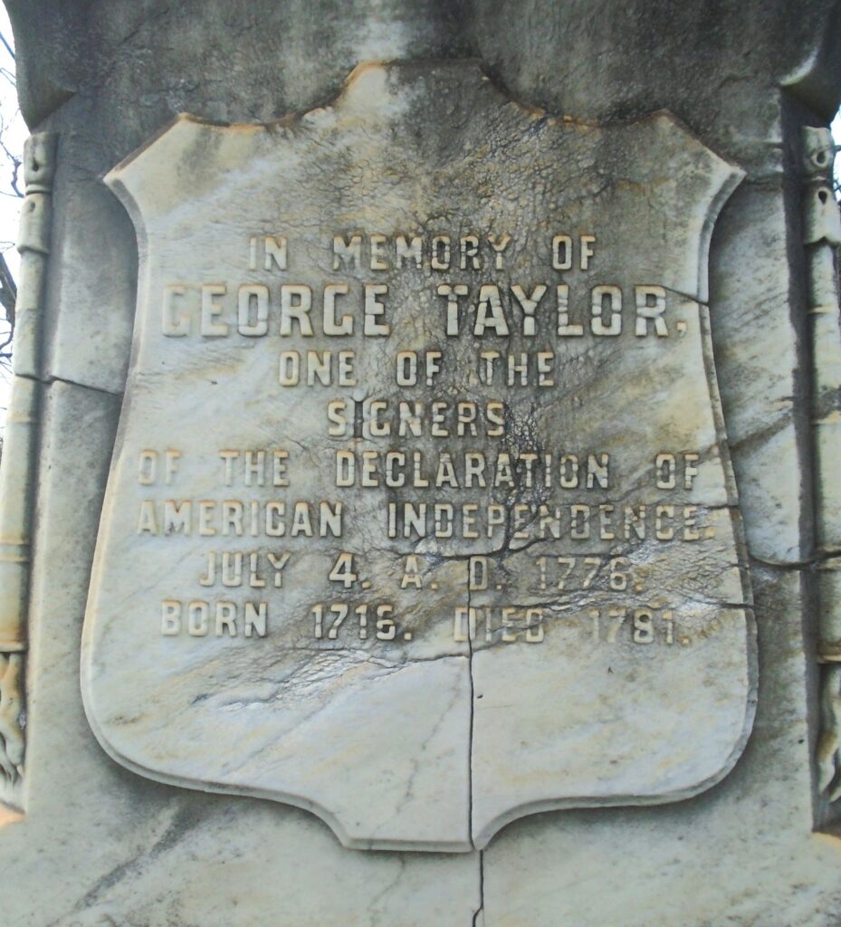 REVOLUTIONARY SOLDIER GEORGE TAYLOR WAR MEMORIAL STONE