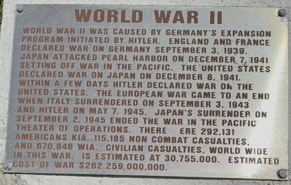 MELBOURNEWORLD WAR II MEMORIAL PLAQUE