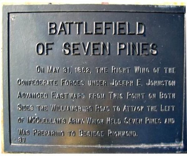 BATTLEFIELD OF SEVEN PINES WAR MEMORIAL PLAQUE II