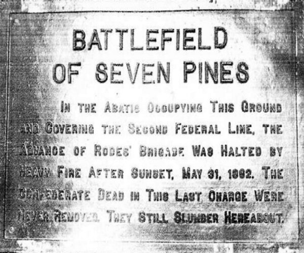 BATTLEFIELD OF SEVEN PINES WAR MEMORIAL PLAQUE I