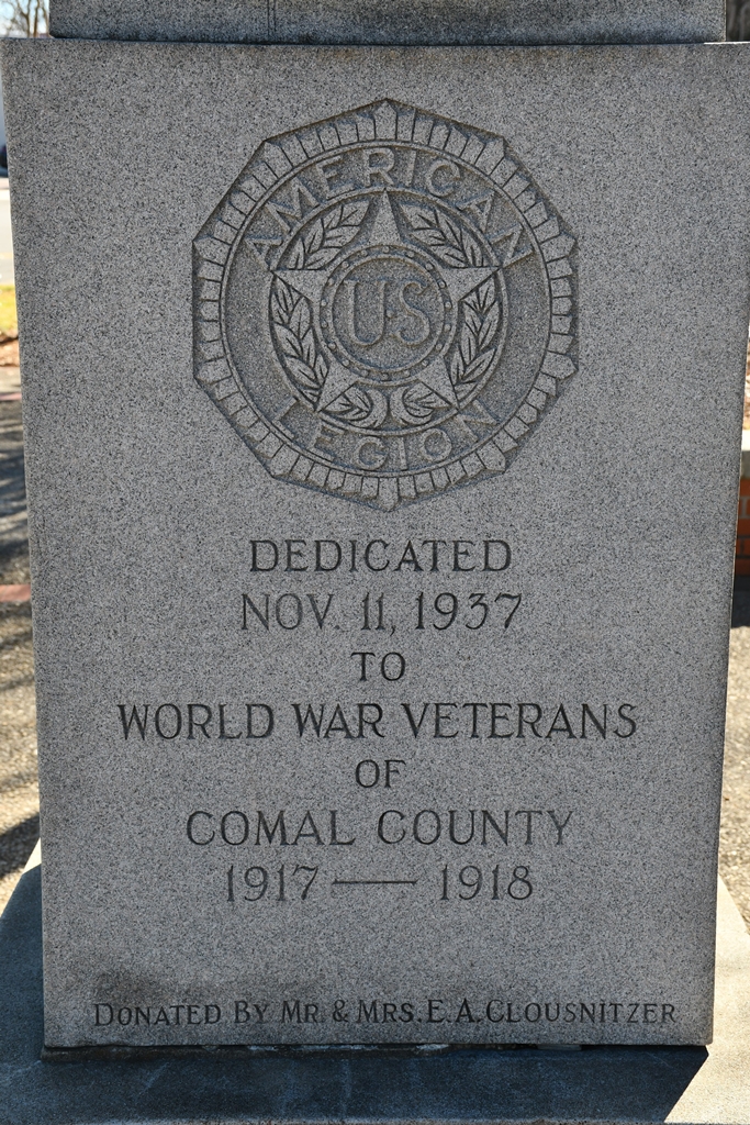 COMAL COUNTY WORLD WAR VETERANS MEMORIAL DEDICATION STONE
