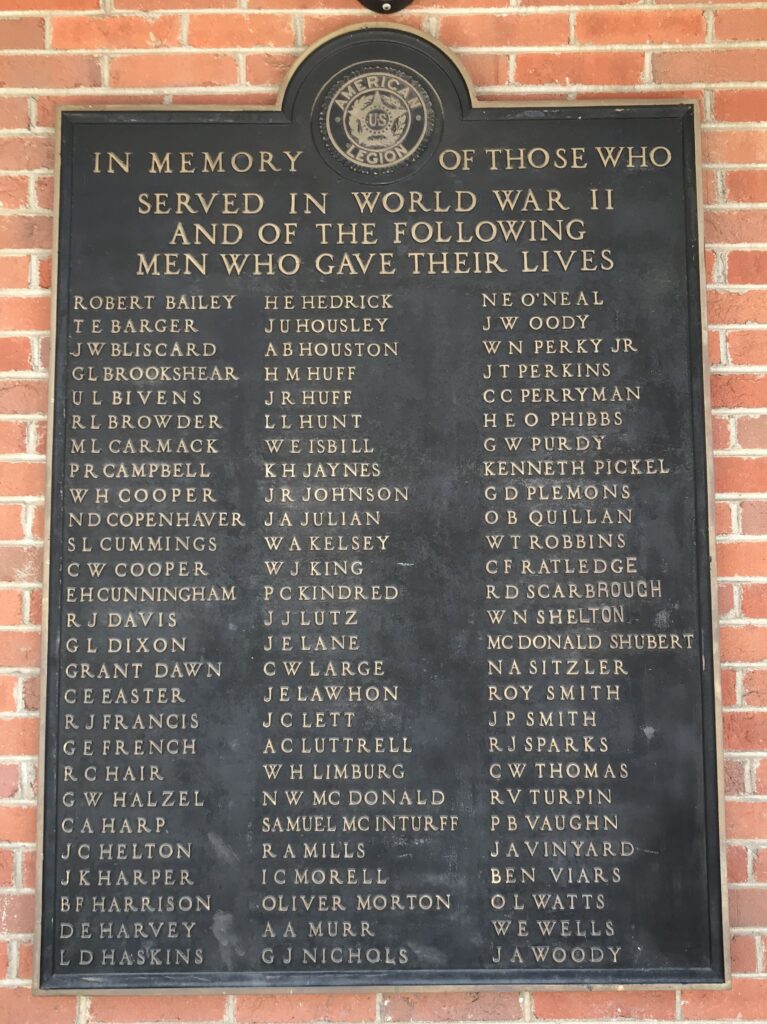 LOUDON COUNTY WORLD WAR II MEMORIAL PLAQUE