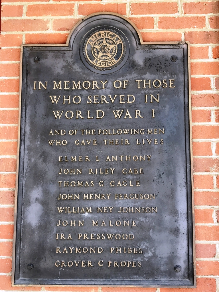 LOUDON COUNTY WORLD WAR I MEMORIAL PLAQUE