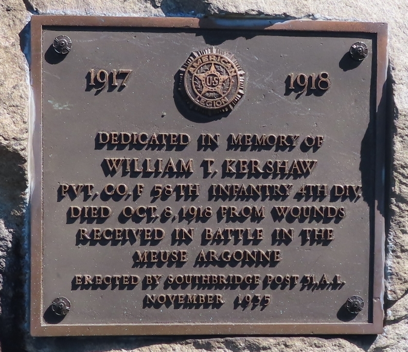 WILLIAM T. KERSHAW WAR MEMORIAL PLAQUE