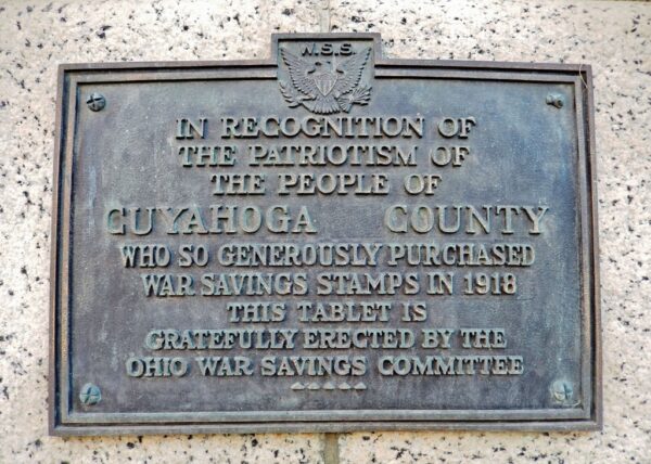 CUYAHOGA COUNTY WAR SAVINGS STAMPS MEMORIAL PLAQUE