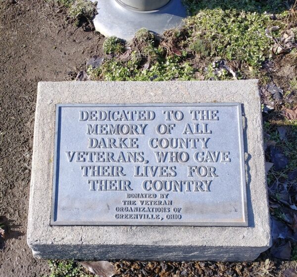 DARKE COUNTY ULTIMATE SACRIFICE VETERANS MEMORIAL FLAGPOLE PLAQUE