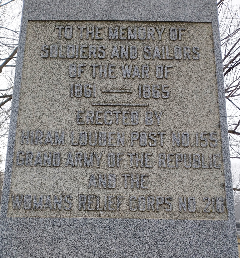 HIRAM LOUDEN POST N. 155 G.A.R. WAR MEMORIAL DEDICATION STONE