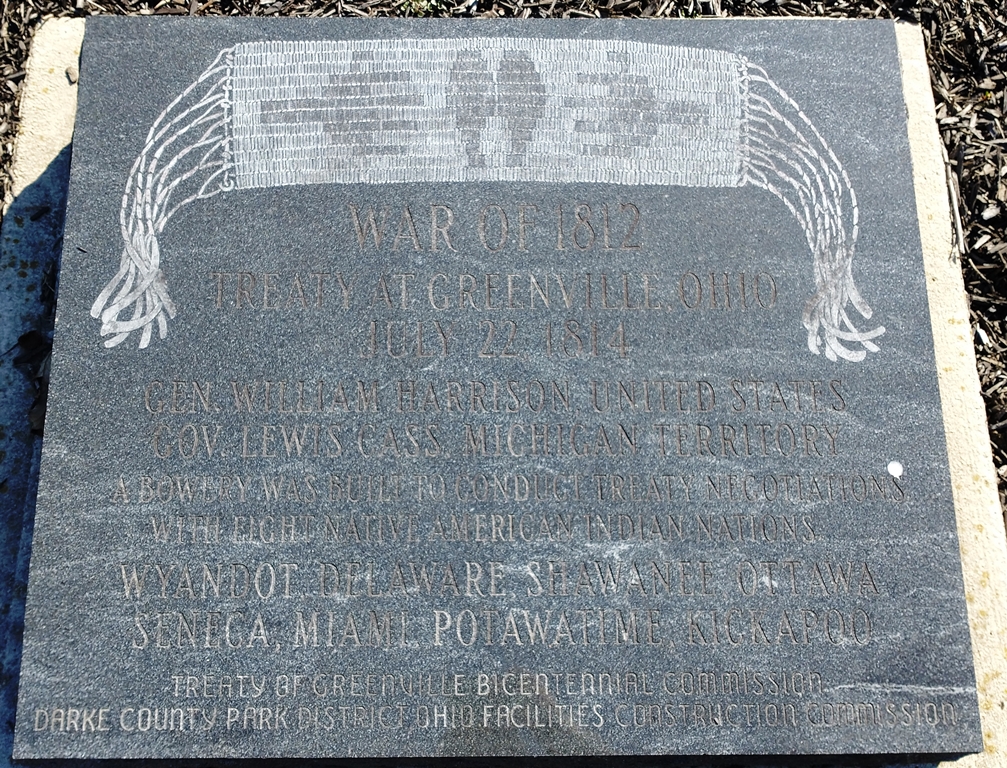 WAR OF 1812 TREATY AT GREENVILLE, OHIO MEMORIAL TABLET