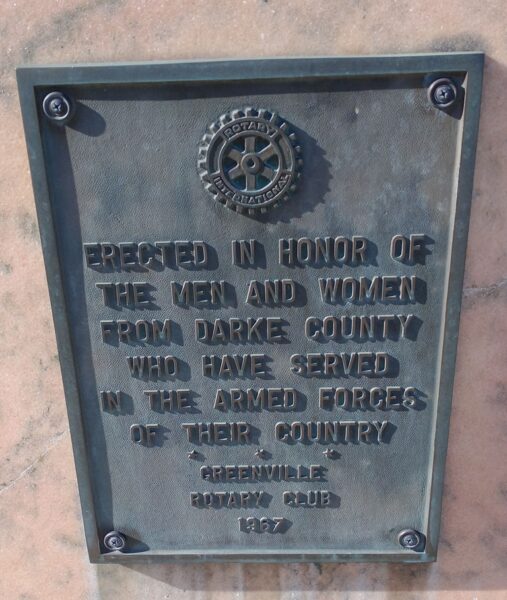 DARKE COUNTY ARMED FORCES VETERANS MEMORIAL FLAGPOLE PLAQUE