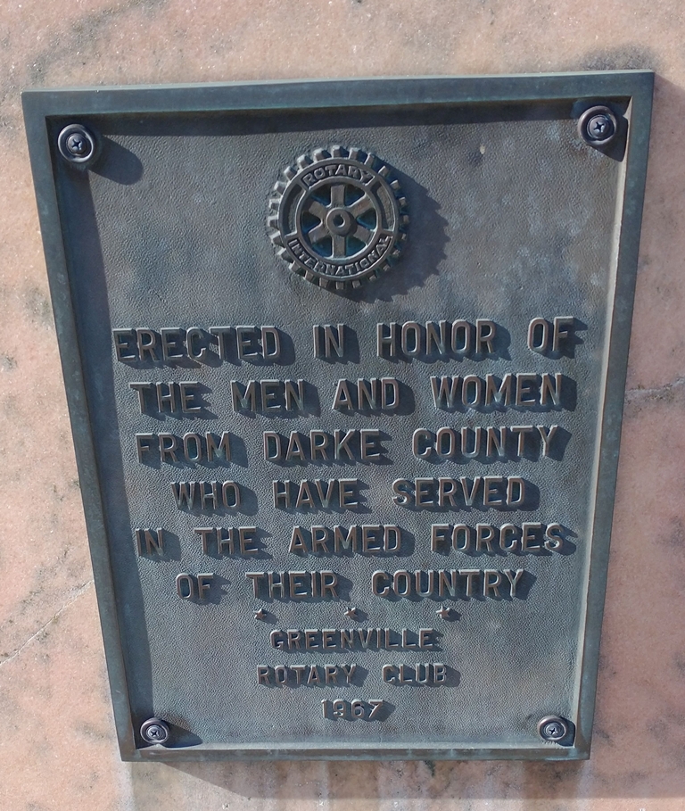 DARKE COUNTY ARMED FORCES VETERANS MEMORIAL FLAGPOLE PLAQUE
