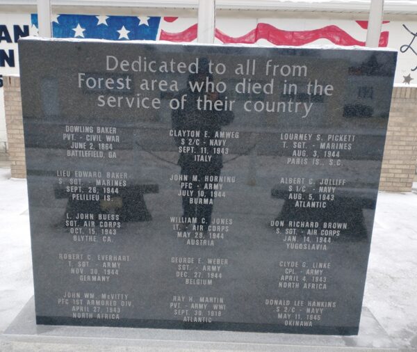 FOREST AREA ULTIMATE SACRIFICE WAR MEMORIAL