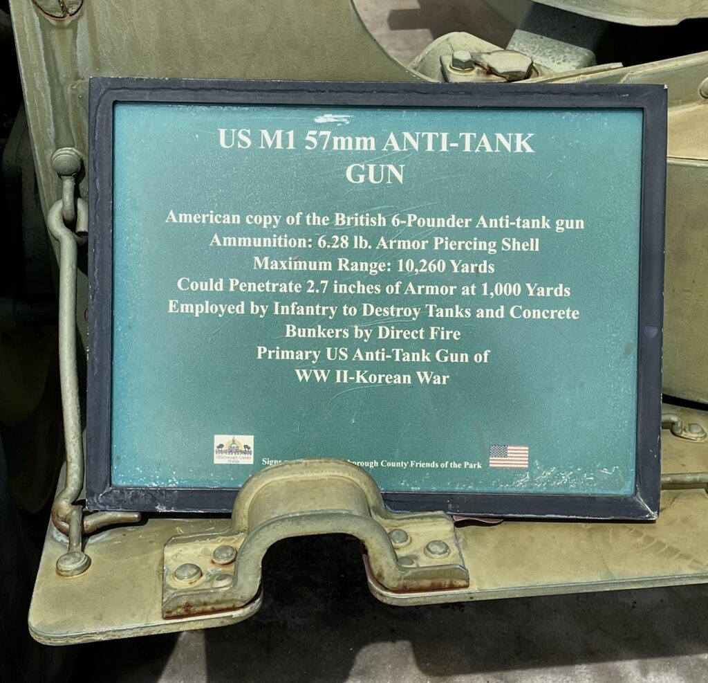 US M1 57MM ANTI-TANK GUN WAR MEMORIAL PLAQUE