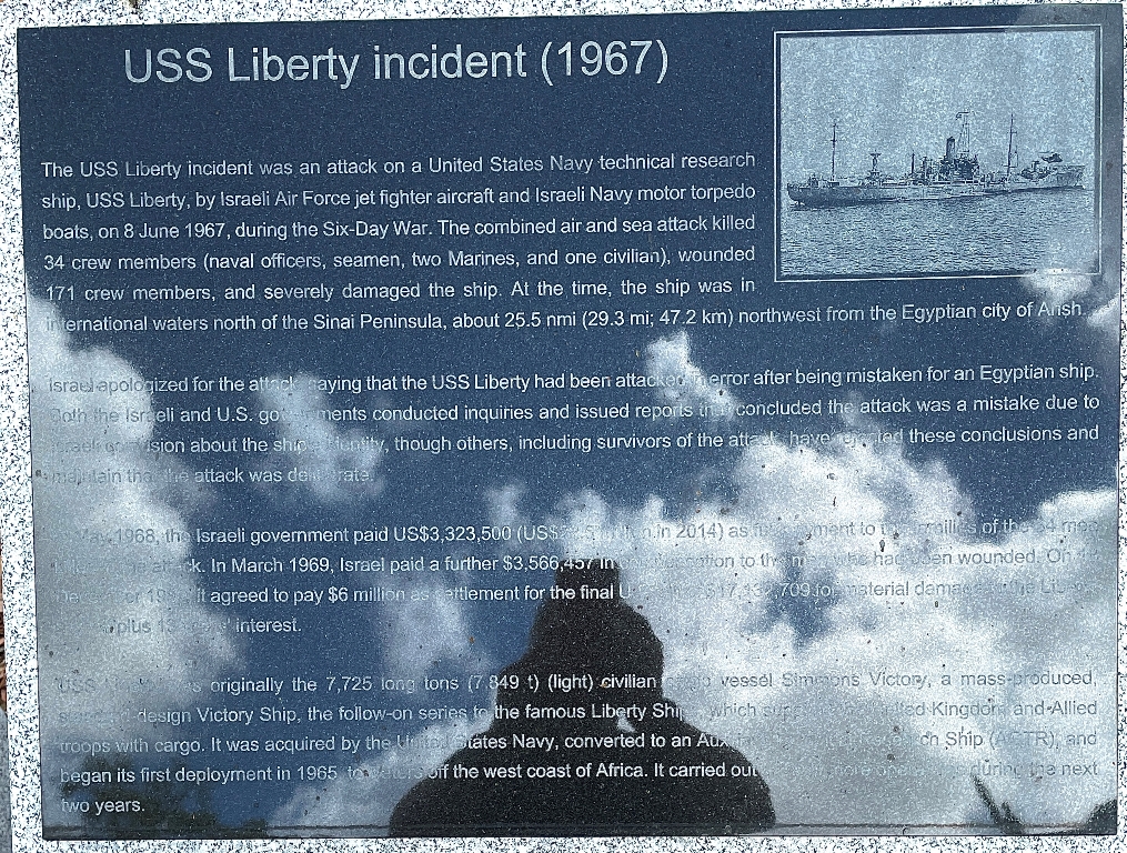 USS LIBERTY INCIDENT MEMORIAL PLAQUE