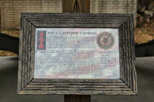 WORLD WAR II CAPTURED CANNONS MEMORIAL PLAQUE I