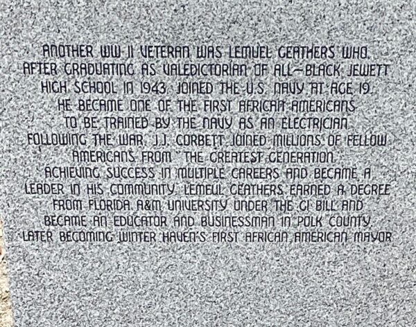 THE GREAT AFRICAN AMERICAN GENERATION WAR MEMORIAL STONE B