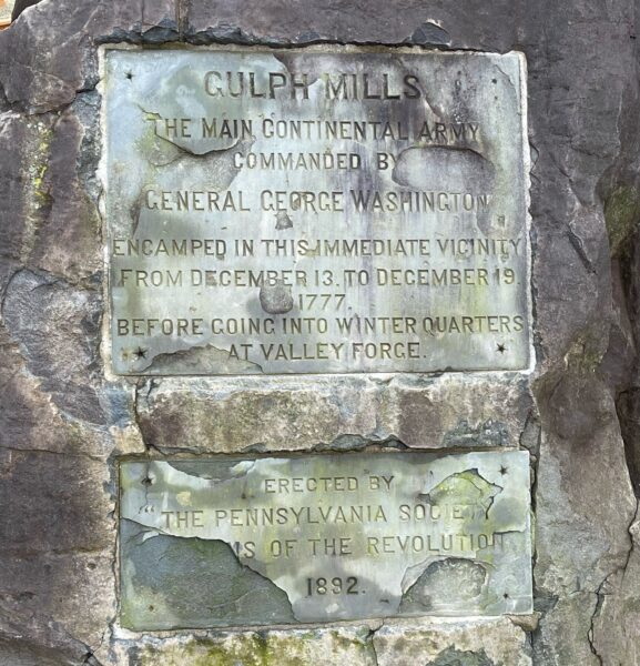 GULPH MILLS REVOLUTIONARY WAR MEMORIAL PLAQUE