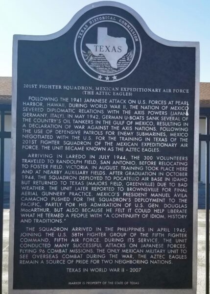 201ST FIGHTER SQUADRON MEXICAN EXPEDITIONARY AIR FORCE MEMORIAL MARKER