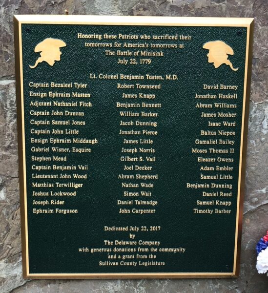 BATTLE OF MINISINK MEMORIAL PLAQUE