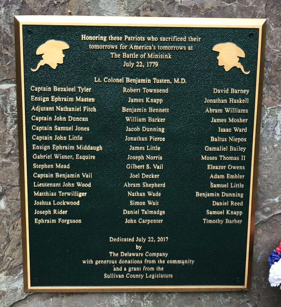 BATTLE OF MINISINK MEMORIAL PLAQUE