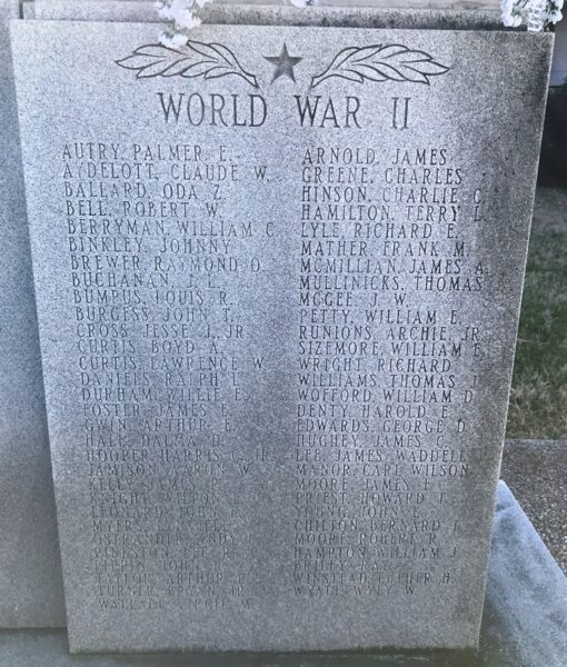 HUMPHREYS COUNTY WAR VETERANS MEMORIAL RIGHT STONE
