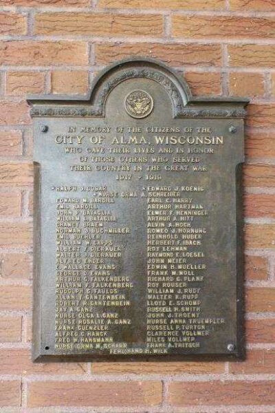 ALMA WORLD WAR I MEMORIAL PLAQUE