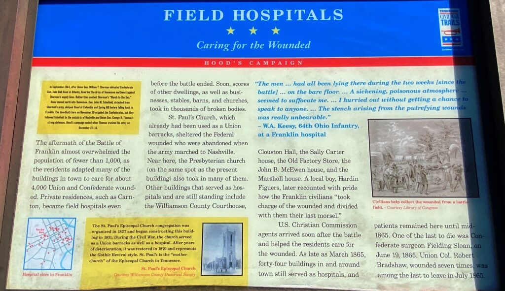 FIELD HOSPITALS CARING FOR THE WOUNDED MEMORIAL PANEL