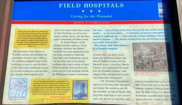 FIELD HOSPITALS CARING FOR THE WOUNDED MEMORIAL PANEL